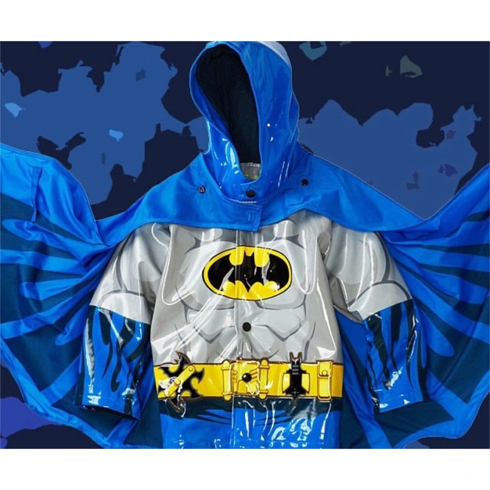 Western chief dc comic Batman kids super hero raincoat with cape size 5/6